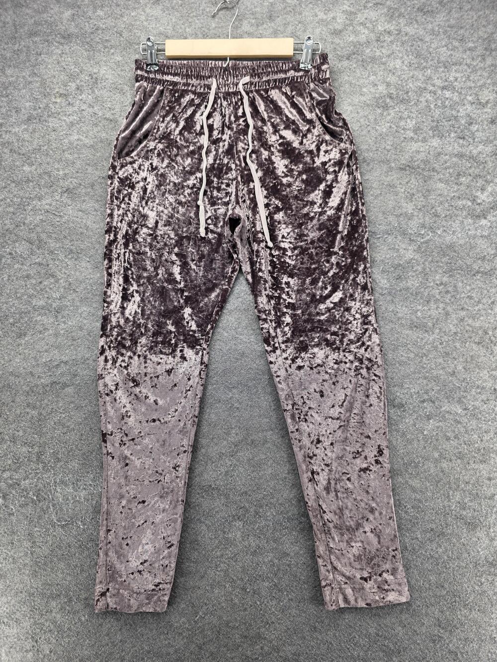 POL Pants Womens S Purple Jogger Velvet Tapered Drawstring Pockets 30 In